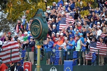 2012 Ryder Cup crowd holding their team's flags
