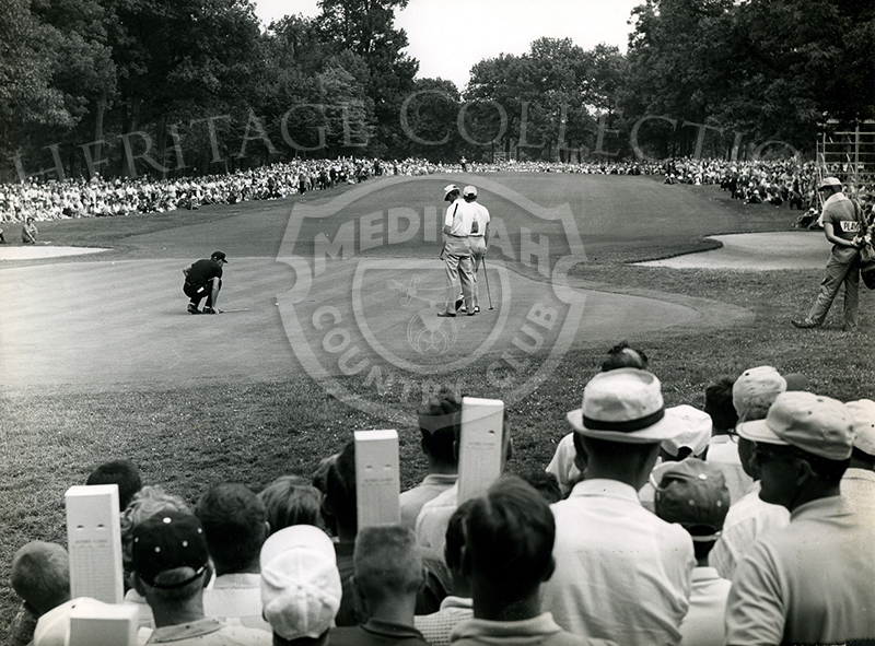 Photograph captured Gary Player as he lined-up a putt during the 62nd Western Open in 1962.