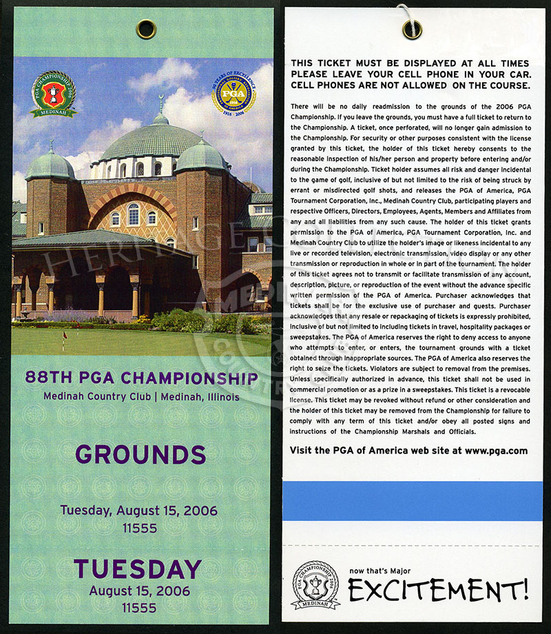 Grounds ticket for Tuesday, August 15, 2006.
