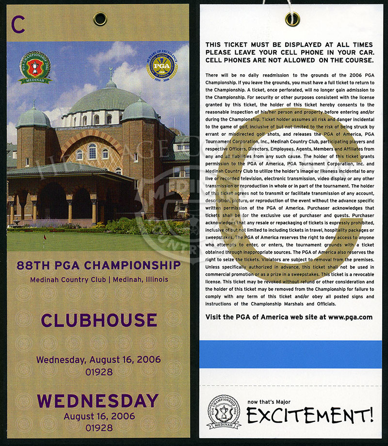 Clubhouse ticket for Wednesday, August 16, 2006.