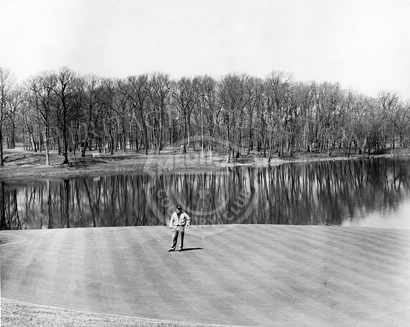 Man standing on Course 3, 2nd green.