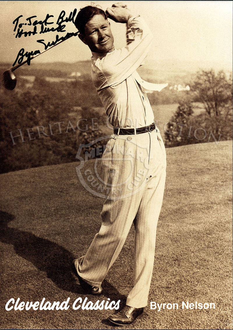 Autographed photo of Byron Nelson, signed to Jack Bell.