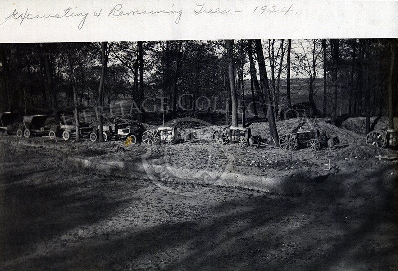 Excavating & removing of trees for clubhouse building in 1924.