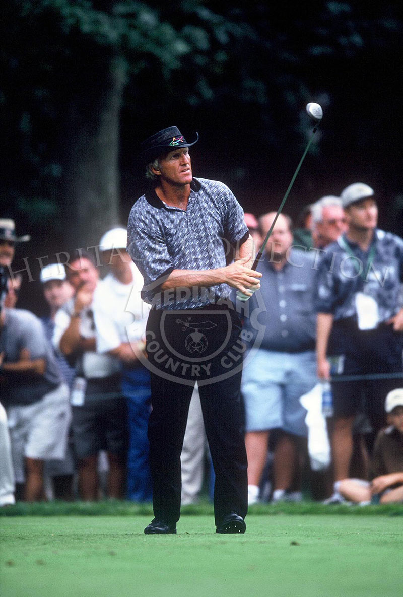 Australian professional golfer Greg Norman, nicknamed 'The Shark,' was grouped with David Duval and Fred Couples during much of the 81st PGA championship. Norman was cut before Round 4.