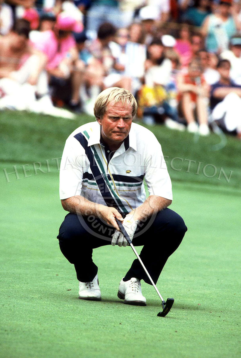 Jack Nicklaus eyes a putt during play at the 90th U.S. Open Championship.