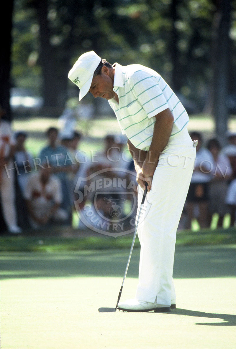 Photographed during the 18-hole playoff round of the Ninth U.S. Senior Open Championship, Gary Player responded to the challenge with a birdie at No. 13 and parred the last four holes. He went on to defeat challenger Bob Charles, with a 4-under par.